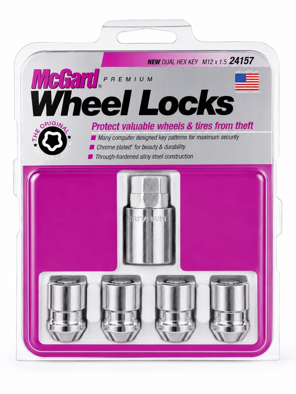 McGard 24157 Premium Wheel Locks M12x1.5 Chrome Lug Nut Lock Set NIP